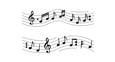 Wavy Music Notes on Staff Silhouette