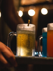 Chilled Colorful Summer Drinks on Tray