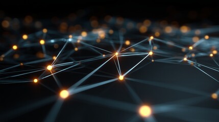 futuristic blockchain network nodes linked by glowing lines in tech grid