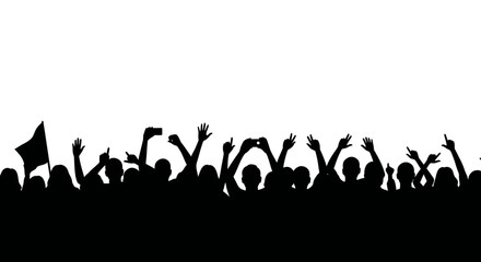Crowd of People Cheering at Concert Silhouette