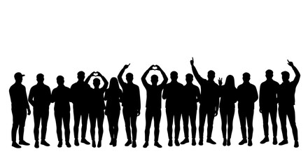 Crowd of People Expressing Joy in Silhouette Style silhouette