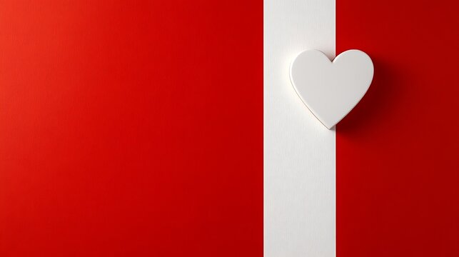 White heart on red background