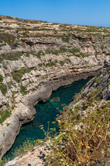 Scenic Coastal Rocks and Lagoon, Wied il-Għasri, Gozo, Malta