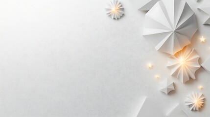 White paper shapes with golden lights