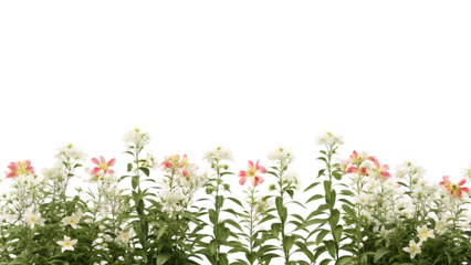 realistic flowering plants foreground isolated on white background, png, ai generated.