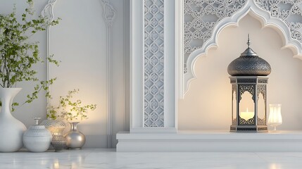 Whitewashed archway with decorative lantern