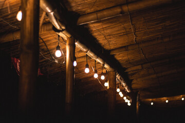 Rustic Ceiling With Hanging Bulbs