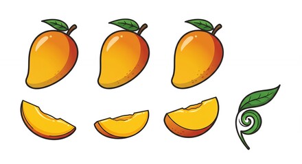 Mango fruit illustration set