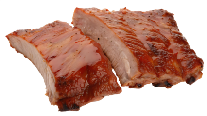 grilled ribs isolated on white background, png, ai generated.