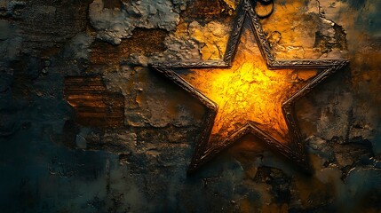 Ornate star on a weathered wall
