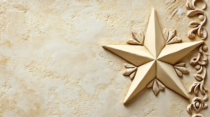 Ornate star on textured beige background