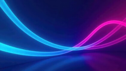 Abstract background of vibrant blue neon linear lights forming geometric patterns , technology, energy, backdrop