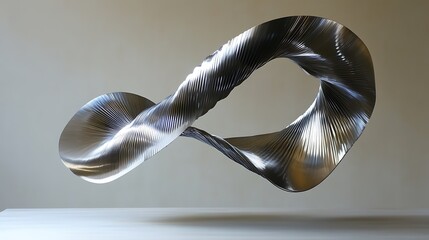 Abstract metal form in mid-air