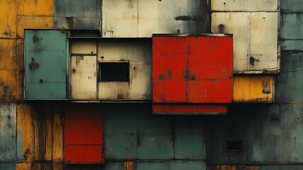 Abstract metal panels in geometric shapes