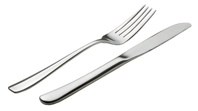 fork and knife isolated on white background, png, ai generated.