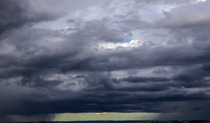 Dark clouds and rainy over the rural area Brazil