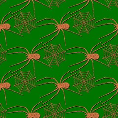 Cartoon monsters seamless Halloween spider pattern for wallpaper and fabrics and textiles and packaging and linens