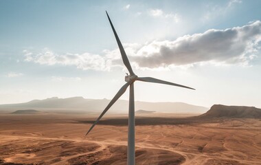 A wind turbine in a vast open desert
