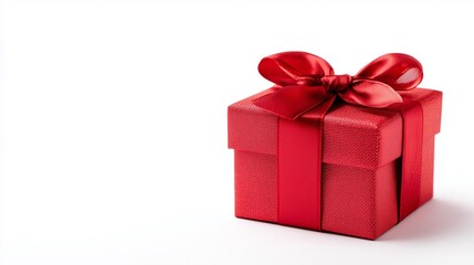 Obraz premium Red gift box with ribbon isolated on white background