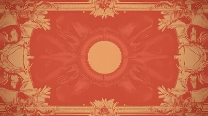 Ornate, symmetrical design with a centered, pale circle