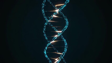 Digital rendering of a vertically spinning DNA strand with glowing electric sparks visualizes genetic engineering, biomedical research, and next-generation DNA manipulation for healthcare technology. - Powered by Adobe