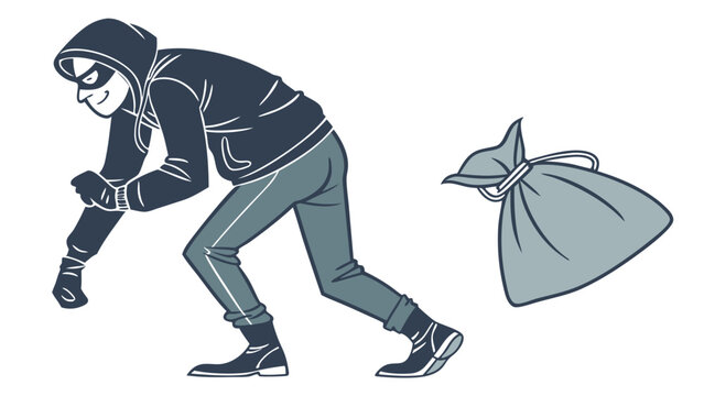 a man wearing a ski mask running with a bag.