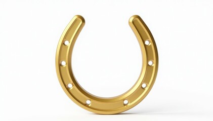 Gleaming golden horseshoe isolated on pure white backdrop, gold, legend