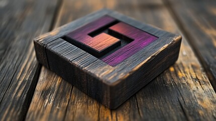 Wooden puzzle design on rustic wood