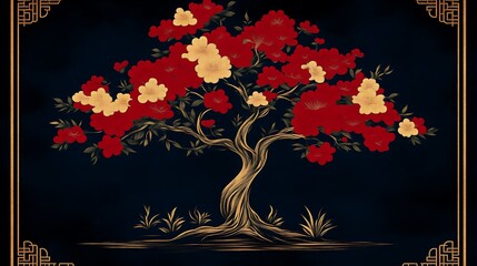 Ornate tree with vibrant flowers