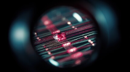 Microscopic view reveals nanostructures forming on a diamond surface with etched lines, demonstrating light manipulation of quantum signals