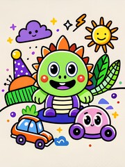 Obraz premium cute cartoon illustration for kids t-shirt, children book