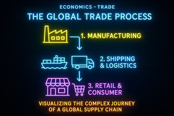 Obraz premium Global Trade Journey Infographic with Supply Chain Dynamics for International Business