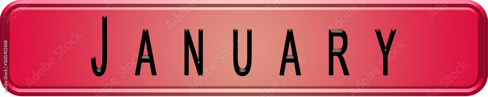 Fototapete banner button with the month january written on it. vector illustration for projects. icon. letters,