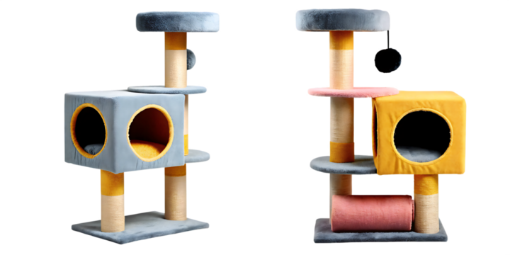 cat house pet furniture with multiple levels and c isolated on white background, png, ai generated. - Powered by Adobe