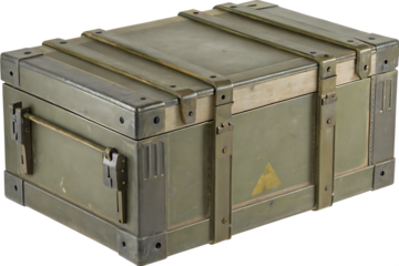 military ammo box isolated on white background, png, ai generated.