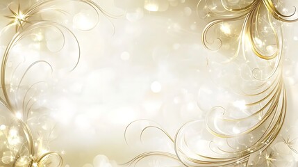 Elegant golden swirls on a soft beige background