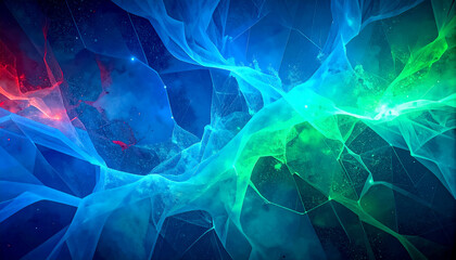 Flowing waves glowing light in vibrant colors against a gradient background, luminous streaks twist, swirl in motion. Ideal for abstract design, visual, and futuristic aesthetics