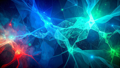 Flowing waves glowing light in vibrant colors against a gradient background, luminous streaks twist, swirl in motion. Ideal for abstract design, visual, and futuristic aesthetics
