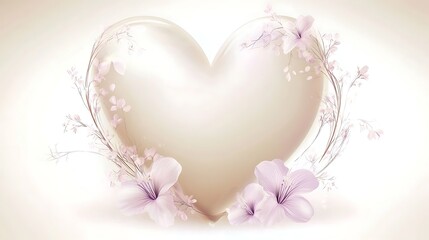 Elegant heart framed by delicate flowers