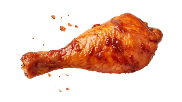 tasty grilled chicken leg isolated on white background, png, ai generated. - Powered by Adobe
