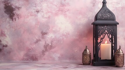 Elegant lantern against a textured backdrop