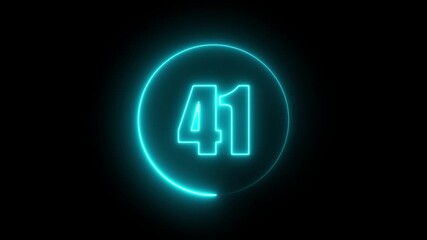 Text in a Glow Ring  41 Designs Circle text animation by cyan color neon on black background. 4k video animation 