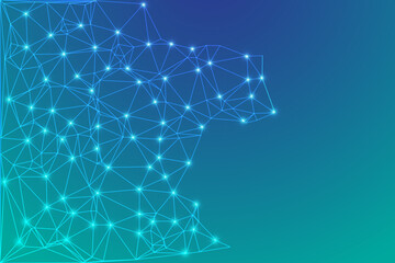 Low Poly Background on Dark Blue Gradient. Modern, Geometric, and Minimalist Abstract Design for Digital Art, 3D Modeling, Wallpapers, and Futuristic Graphics