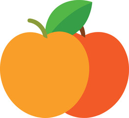 Peaches colorful vector on a white background