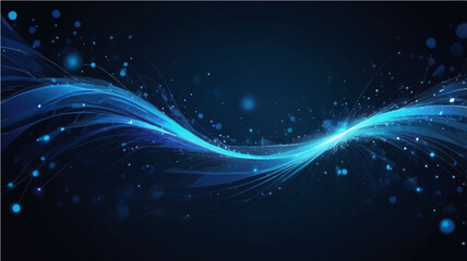 Fototapeta premium Abstract Blue Wave Background with Glowing Light and Futuristic Space Design