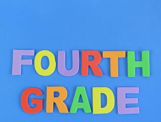  Multicolored eva foam letters form the expression 