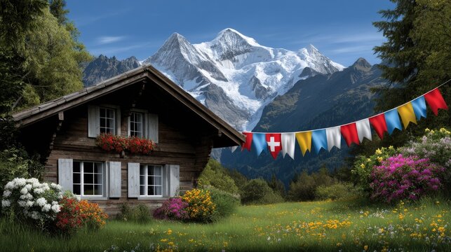 Swiss nation holiday: jubilation confederation, founding alpine, country Helvetic, cheerful population, assembly traditional, ritual commemorative, observance crimson, ensign symbol, revelry