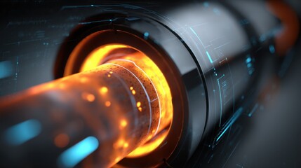 Complex machinery harnesses hydrogen plasma energy, glowing intensely within a reactor core, showcasing advanced technological innovation for clean energy generation