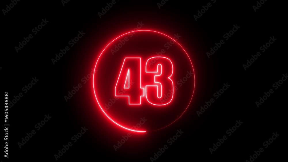 Poster text in a glow ring 43 designs circle text animation by red color neon on black background. 4k video