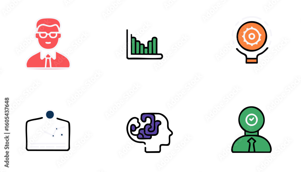 Poster digital technology icons data analysis, ai, innovation, cloud computing, productivity, brainstorming